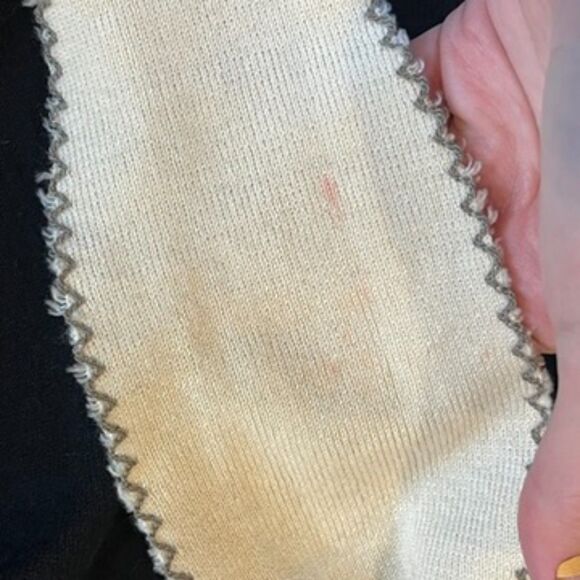 J.ING Black Cream Sweater Neck Tie Bow Wool Blend Small - Picture 6 of 9